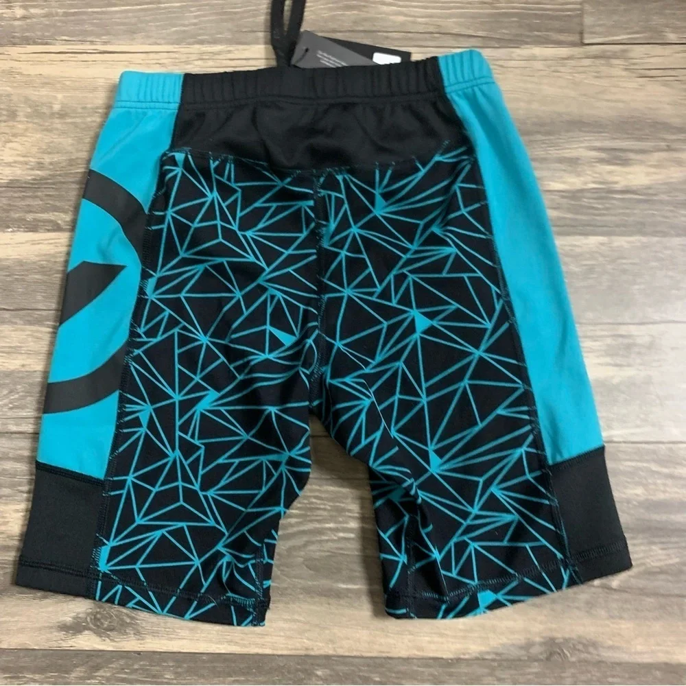 Virus compression Men's Teal and Black Geometric Shorts
